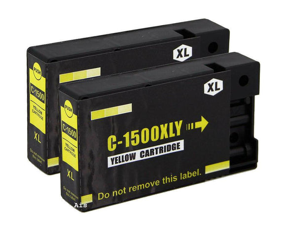 2 Compatible 1500XL High Capacity Yellow Ink Cartridges, Replaces For Canon PGI-1500XLY
