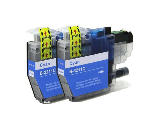 2 Cyan Compatible Ink Cartridge,  For Brother LC3211, LC-3211C, NON-OEM
