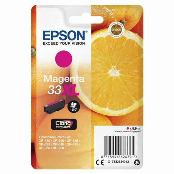 Genuine Epson 33XL, Oranges Magenta Ink Cartridge, T3363, C13T33634012