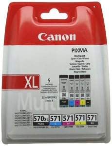 Canon Multipack Ink Cartridges PGI-570XLBK CLI-571BK CLI-571C CLI-571M CLI-571Y