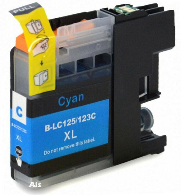 1 Compatible LC123, Cyan Ink Jet Cartridge, Replaces For Brother LC123C, LC-123C, NON-OEM