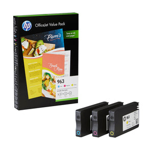 HP 963, Multipack Ink Cartridges, 3JA23AE, 3JA24AE, 3JA25AE, 6JR42AE, A4 Paper Kit