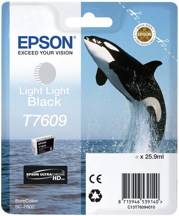 Genuine Epson T7609, Ultra Chrome HD Light Light Black Ink Cartridge, C13T76094010