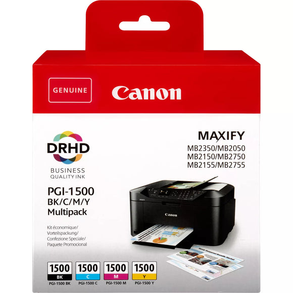 Canon PGI-1500, 4 Colour Multipack Ink Cartridge, PGI-1500 B/C/M/Y, 9218B005