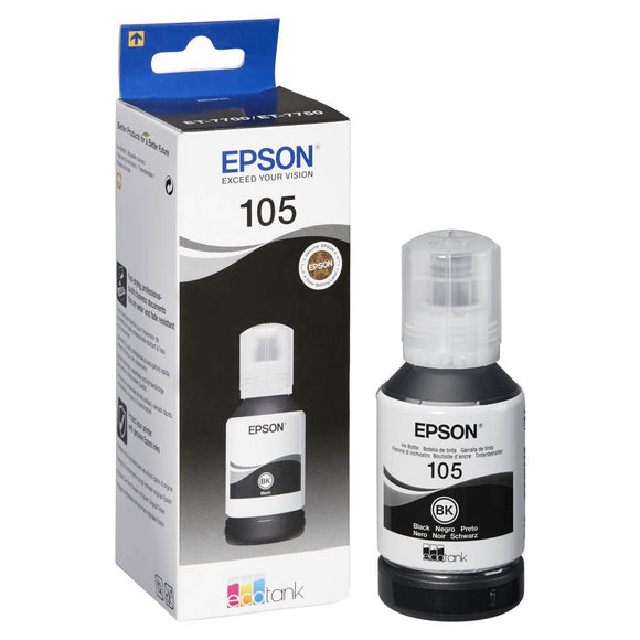 Genuine Epson 105, Black Ecotank Ink Bottle, T00Q1, C13T00Q140, 140ml