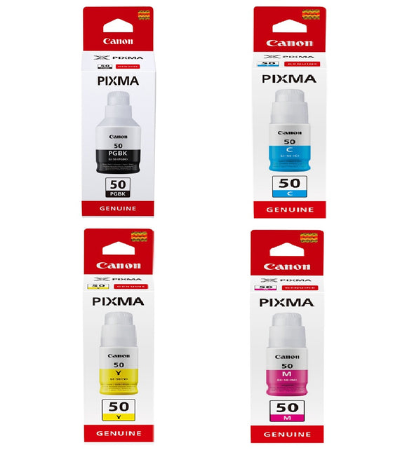 Genuine Canon GI50 Ink Bottle, GI-50PGBK, GI-50C, GI-50M, GI-50Y
