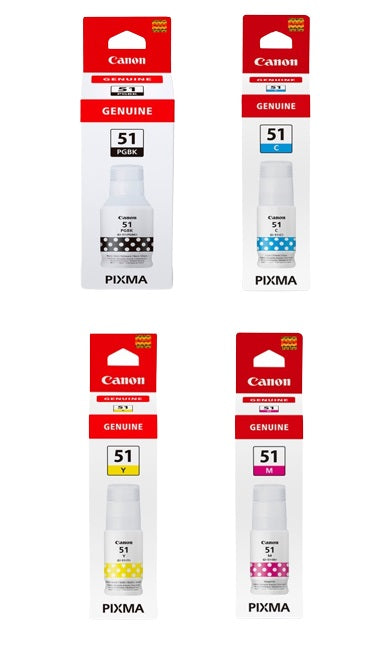 Genuine Canon GI51 Ink Bottle, GI-51PGBK, GI-51C, GI-51M, GI-51Y