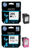 Genuine HP 305 Combo Pack Vivera Black & Tri-Colour Ink Cartridges, 6ZD17AE