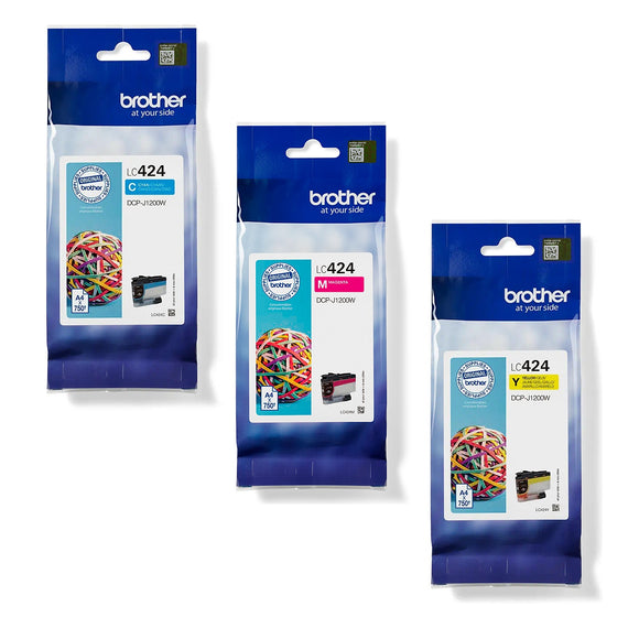 Genuine Brother LC424, 3 Colour Multipack Ink Cartridges, LC424C, LC424M, LC424Y,
