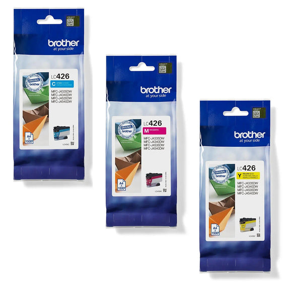 Genuine Brother LC426, 3 Colour Multipack Ink Cartridges, LC426C, LC426M, LC426Y,