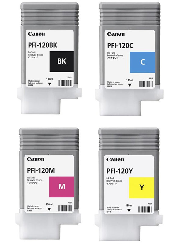 Genuine Canon PFI120 4 Colour Multipack Ink Cartridge, PFI-120 BK/C/M/Y