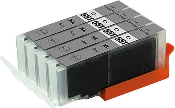 4 Compatible Grey Ink Cartridge, For Canon CLI-551XLGY, NON-OEM