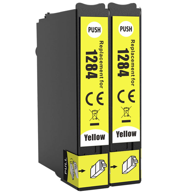 2 Compatible 1284, Yellow Ink Cartridge, Replaces For Epson T1284, NON-OEM