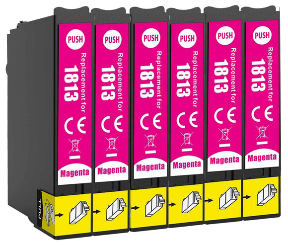 6 Compatible E18XL, Magenta Ink Cartridge, Replaces For Epson 18XL, T1813, NON-OEM