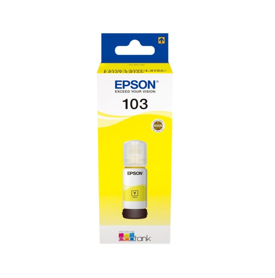 Genuine Epson 103, Yellow Ecotank Ink Bottle, T00S4, C13T00S44A10, 65ml