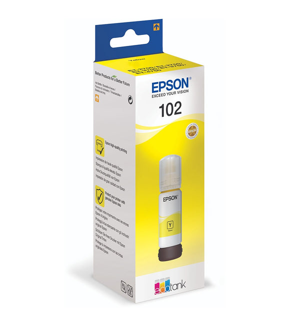 Genuine Epson 102, Yellow Ecotank Ink Bottle, T03R4, C13T03R440, 70ml