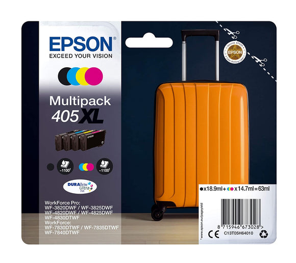 Genuine Epson 405XL, Suitcase Multipack Ink Cartridges, T05H6, C13T05H64010
