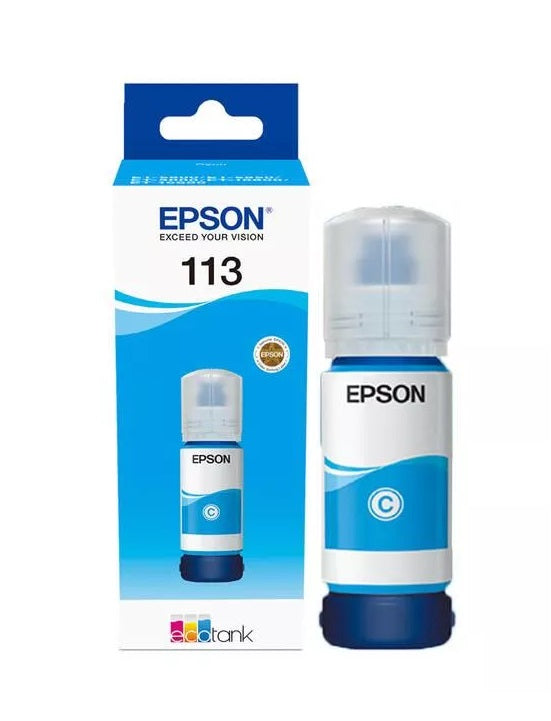 Genuine Epson 113, Cyan DuraBrite EcoTank Ink Bottle Cartridge, T06B2 C13T06B240