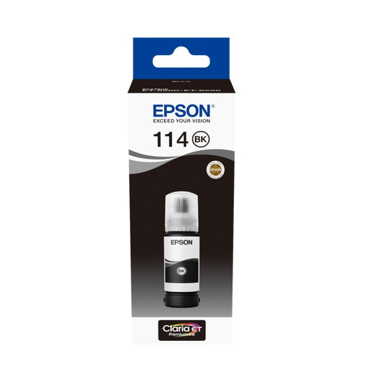 Genuine Epson 114, EcoTank Pigment Black ink bottle, T07A1, C13T07A140