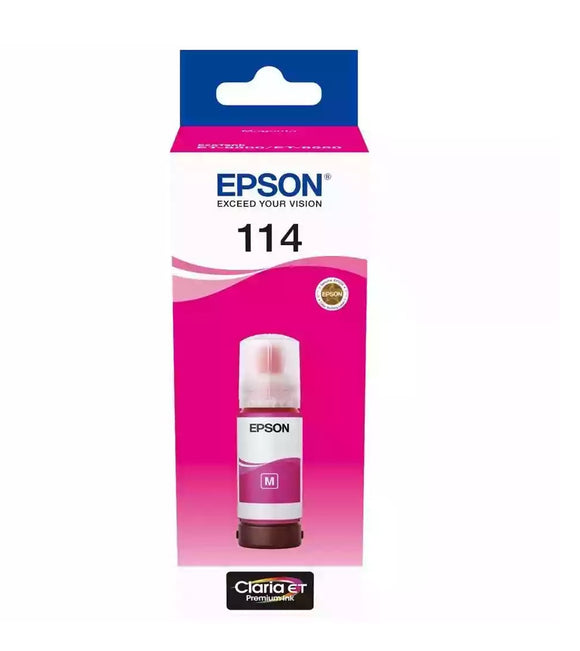 Genuine Epson 114, EcoTank Magenta ink bottle, T07B3, C13T07B340, 70ml