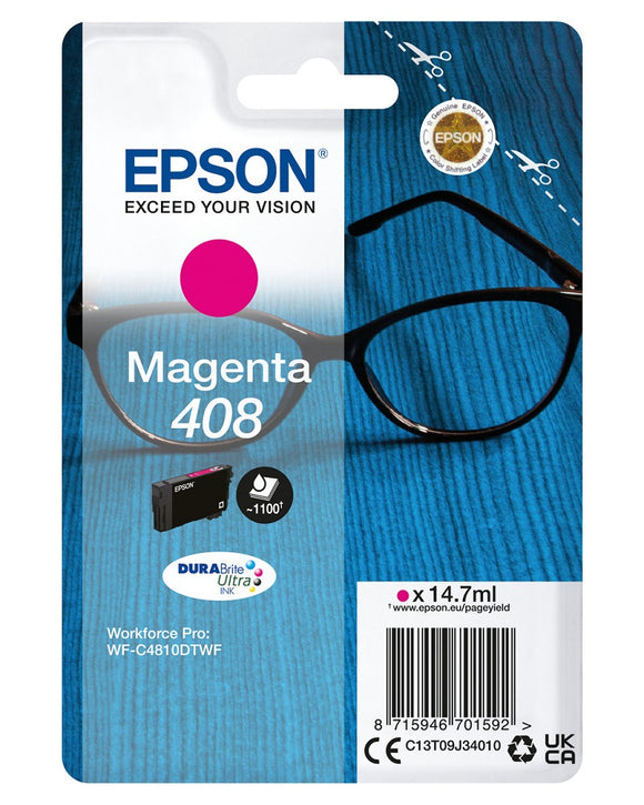 Genuine Epson 408, Spectacles Magenta Ink Cartridge, T09J3, C13T09J34010