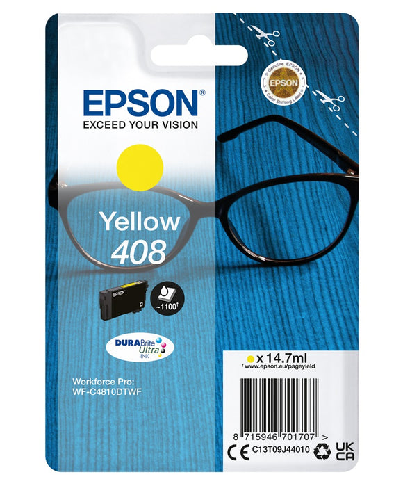 Genuine Epson 408, Spectacles Yellow Ink Cartridge, T09J4, C13T09J44010