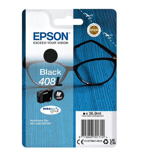 Genuine Epson 408L, Spectacles Black Ink Cartridge, T09K1, C13T09K14010