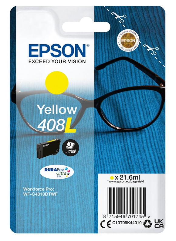 Genuine Epson 408L, Spectacles Yellow Ink Cartridge, T09K4, C13T09K44010