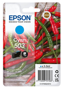 Genuine Epson 503, Chillies Cyan Ink Cartridge, T09Q2, C13T09Q24010