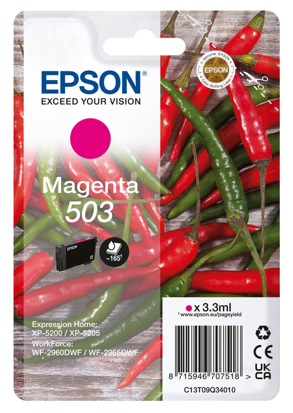 Genuine Epson 503, Chillies Magenta Ink Cartridges, T09Q3, C13T09Q34010