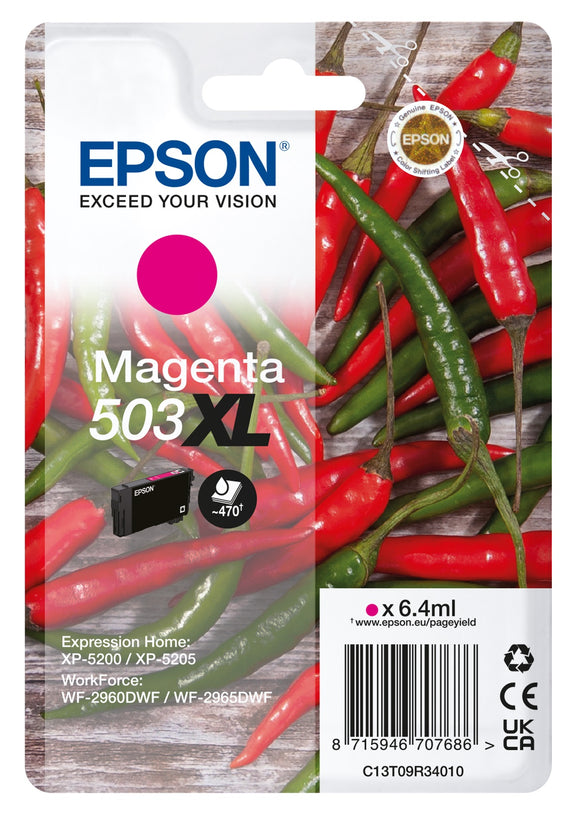 Genuine Epson 503XL, Chillies Magenta Ink Cartridges, T09R3, C13T09R34010
