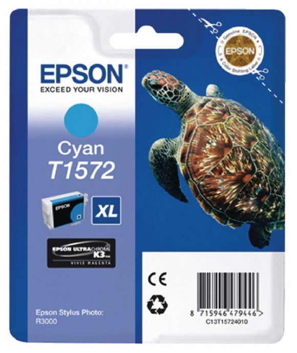 Genuine Epson T1572, Cyan Ink Cartridge, T157240