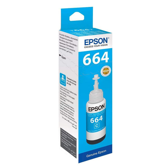 Genuine Epson T664, Cyan EcoTank Ink Bottle, T6642, T664240, C13T664240