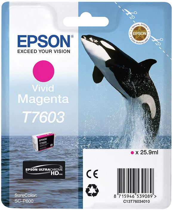 Genuine Epson T7603, Ultra Chrome HD Magenta Ink Cartridge, C13T76034010