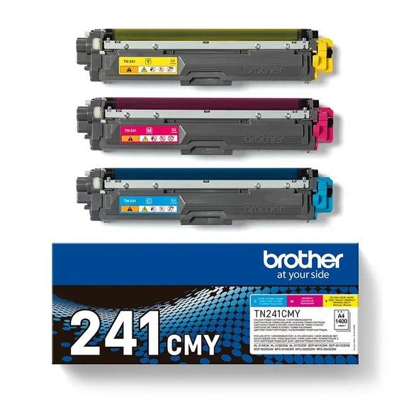 Genuine Brother TN241, Value Pack 3 Colour Toner Cartridges, TN-241CMY