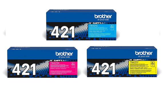 Genuine Brother TN421, Value Pack 3 Colour Toner Cartridges, TN-421CMY