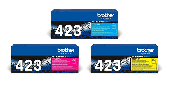 Genuine Brother TN423, Value Pack 3 Colour Toner Cartridges, TN-423CMY