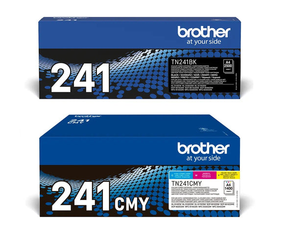 Genuine Brother TN241, Value Pack 4 Colour Toner Cartridges, TN-241 CMYK
