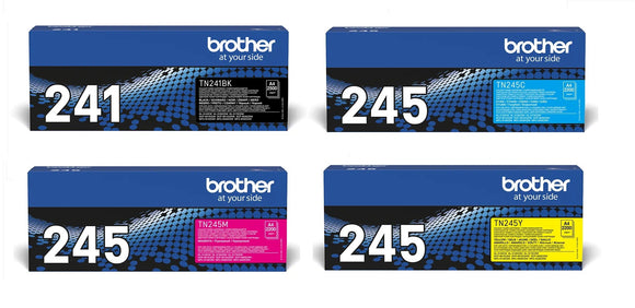 Genuine Brother Value Pack 4 Colour Toner Cartridges, TN241BK+TN-245 CMY
