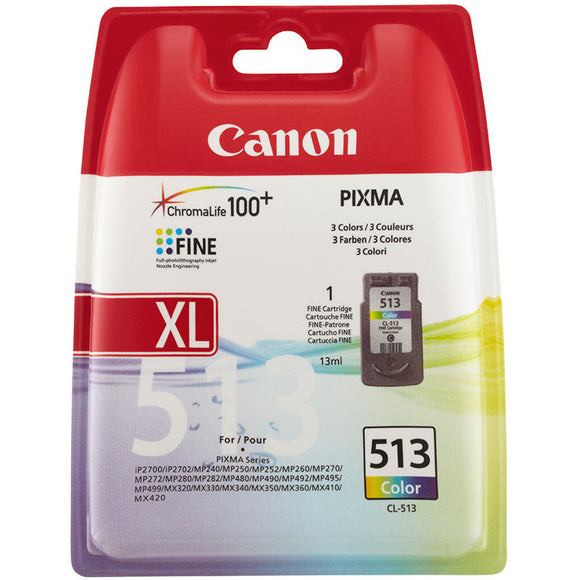 Genuine Canon 513, Tri-Colour Ink Cartridge, Canon PG513, CL-513, 2971B001AA