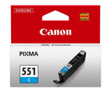 Genuine Canon 551 Cyan Ink Cartridge, CLI-551C, 6509B001