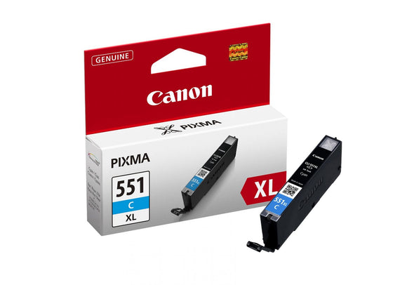 Genuine Canon 551C XL High Capacity Cyan Ink Cartridge, CLI-551CXL, 6444B001