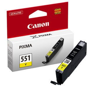 Genuine Canon 551Y Yellow Ink jet Printer Cartridge, CLI551Y, CLI-551Y, 6511B001