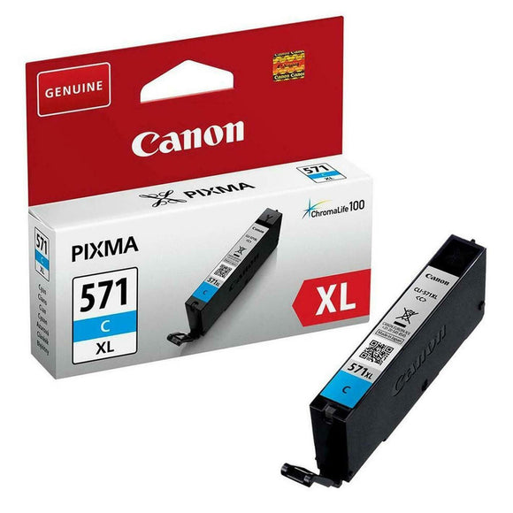 Genuine Canon CLI571C XL, Cyan Ink Cartridge, CLI-571XLC, 0332C001