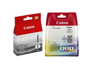 Genuine Canon CLI-8, Multipack Ink Cartridges, CLI-8BK, CLI-8C, CLI-8M, CLI-8Y