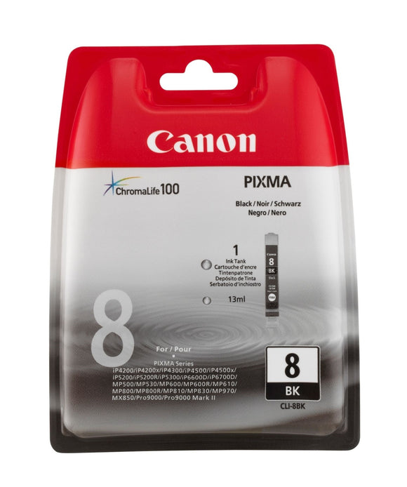 Genuine Canon CLI8BK, Black Ink Cartridge, CLI-8BK, 0620B001