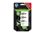 Genuine HP 301 Black X2 & 1X colour ink cartridges CH561EE CH562EE E5Y87EE 3 pack