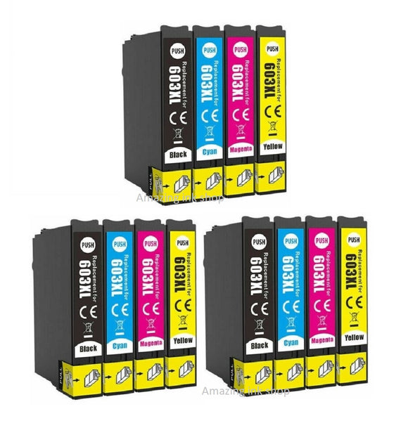 12 Compatible Ink Cartridges, Replaces For Epson 603XL, T03A6, T03A640, NON-OEM