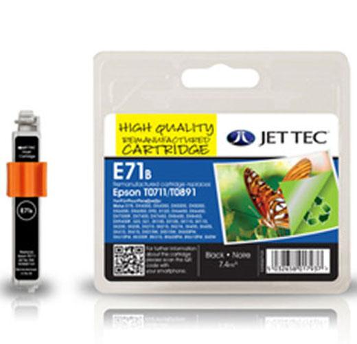 JetTec E71B, Black Remanufactured Ink Cartridge, Replaces For Epson T0711,