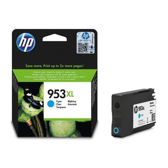 Genuine HP 953XL High Capacity Cyan Ink Cartridges, F6U16, F6U16AE